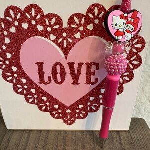 🩷 Handcrafted Beaded Hello Kitty & My Melody Pen New
